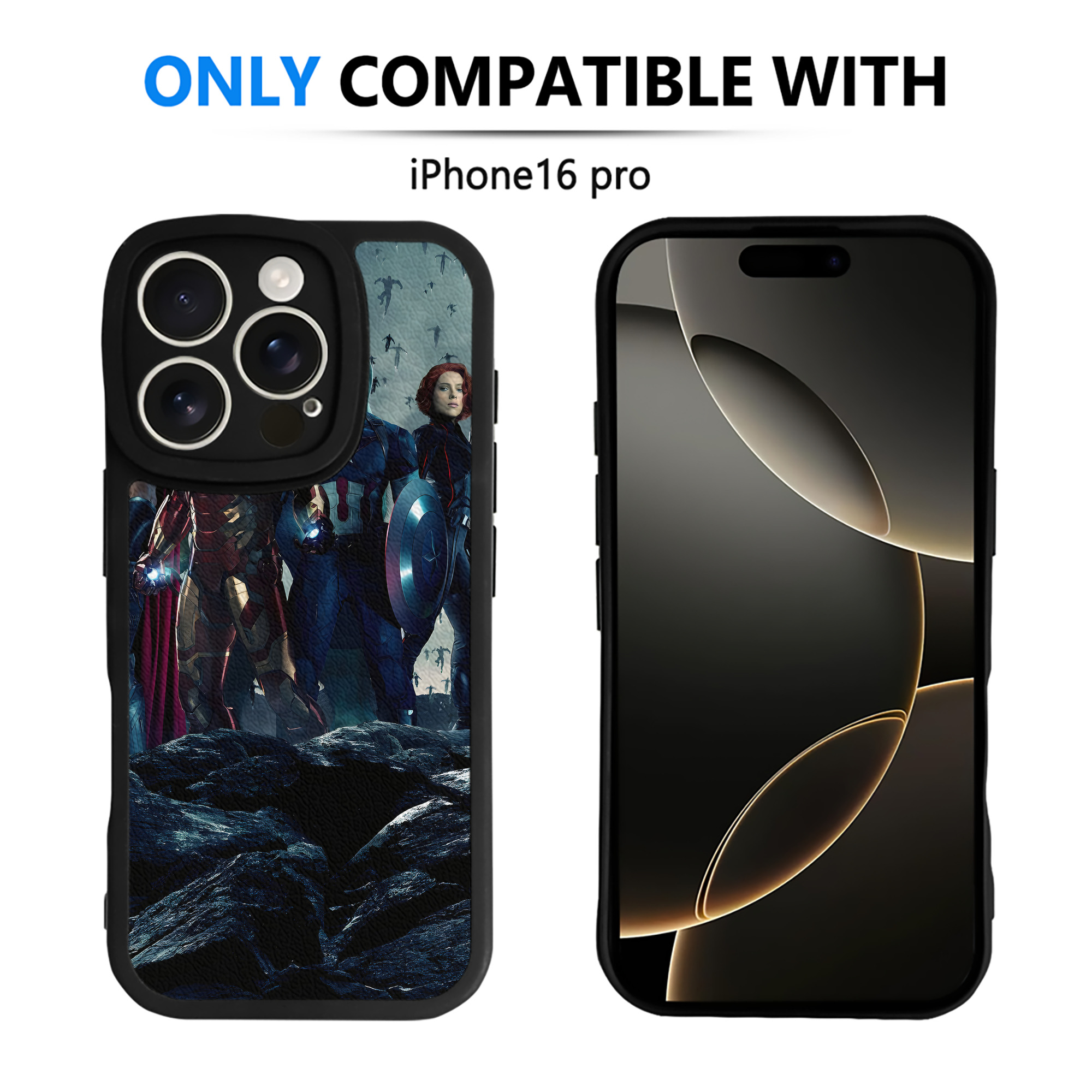 （画像用） アベンジャーズ The Avengers 【iPhone 16シリーズ対応】シリコンスマホケース（レザー調） 材質：シリコン